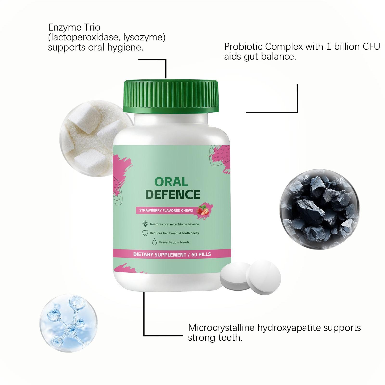 – Oral Defence Oracare Oral Probiotics Supplement For Fresh Breath, Teeth And Gu