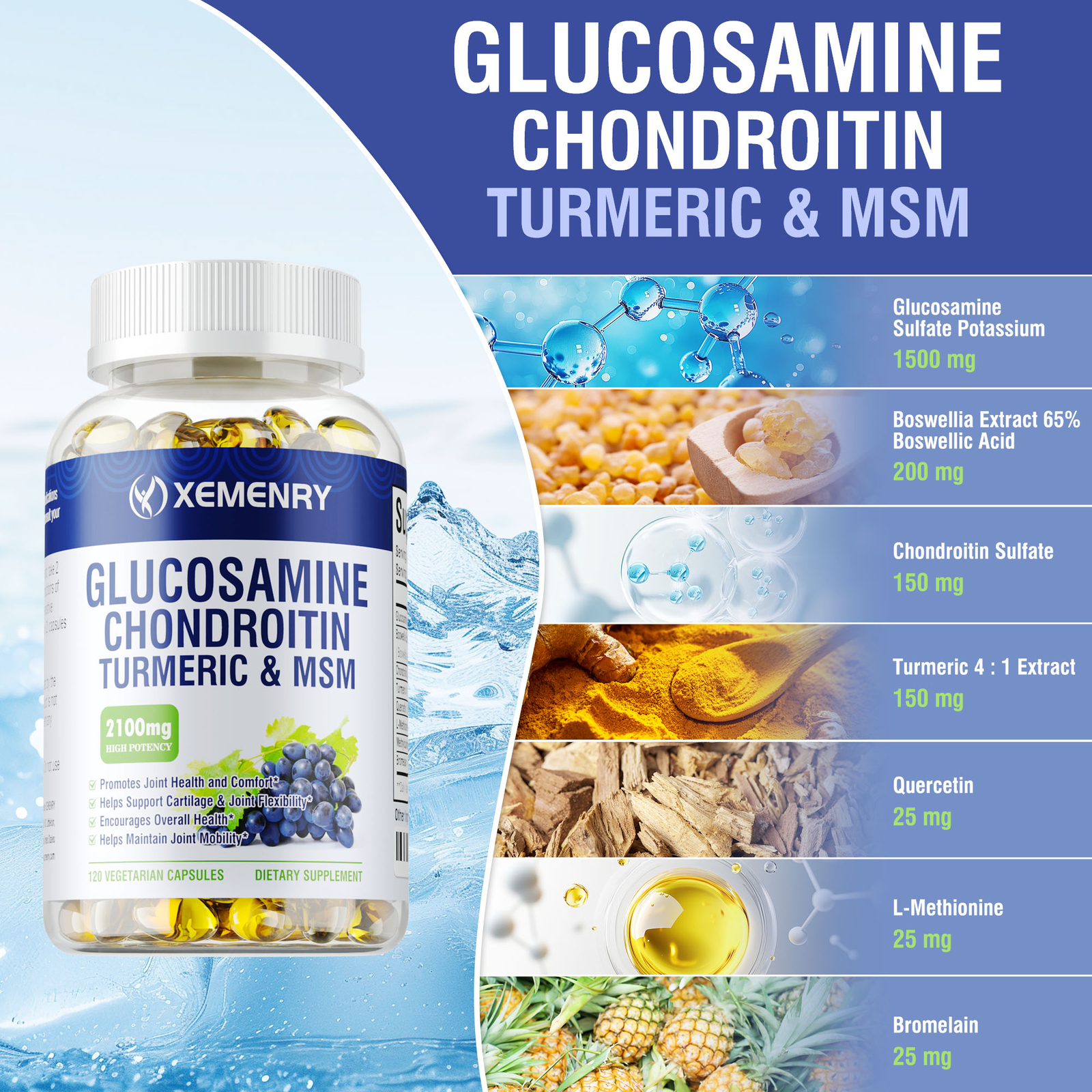 Glucosamine Chondroitin Turmeric & MSM 2100mg – Triple Strength Joint Support