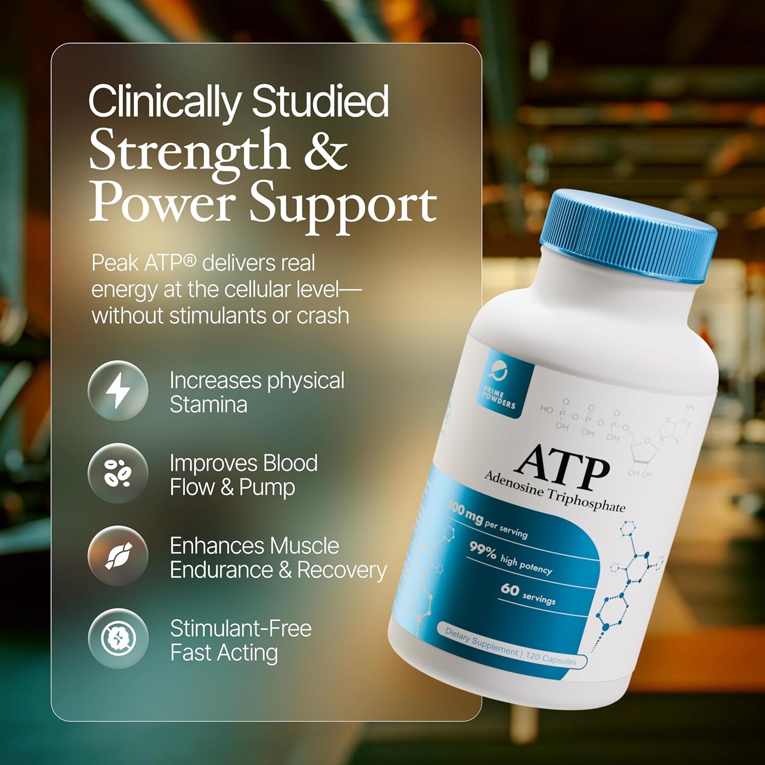 Prime Powders ATP 400mg Capsules 120 Count Energy Endurance Strength Supplement