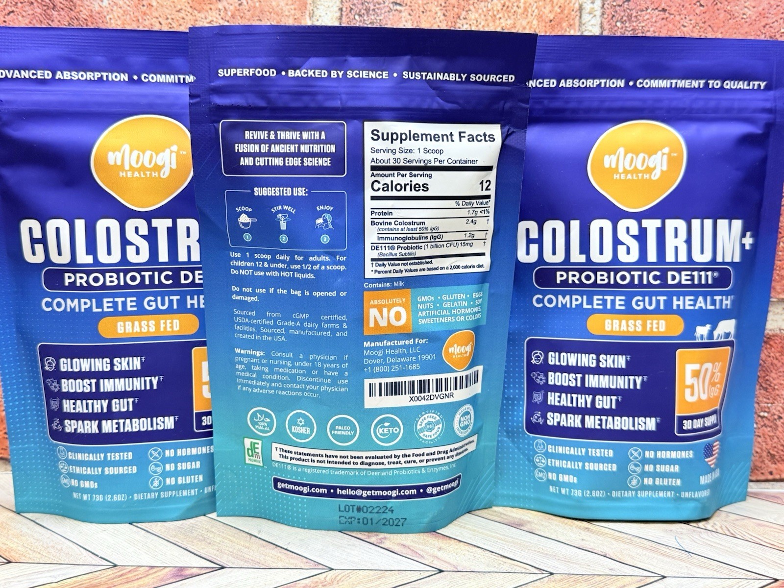 Moogi Health Colostrum + Probiotic DE111 Complete Gut Health 3pk 2.6oz Each New