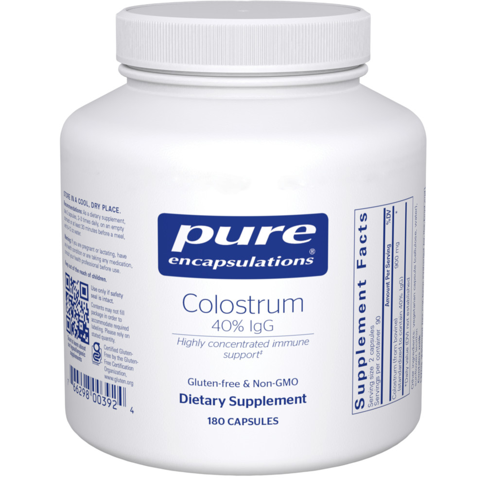 Colostrum 40% IgG – Highly Concentrated -Pure Encapsulations -Immune Supp 180ct