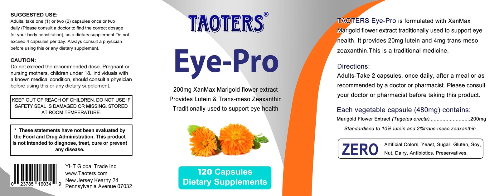 Marigold Flower Extract 30/60/120 Capsules – Natural Products