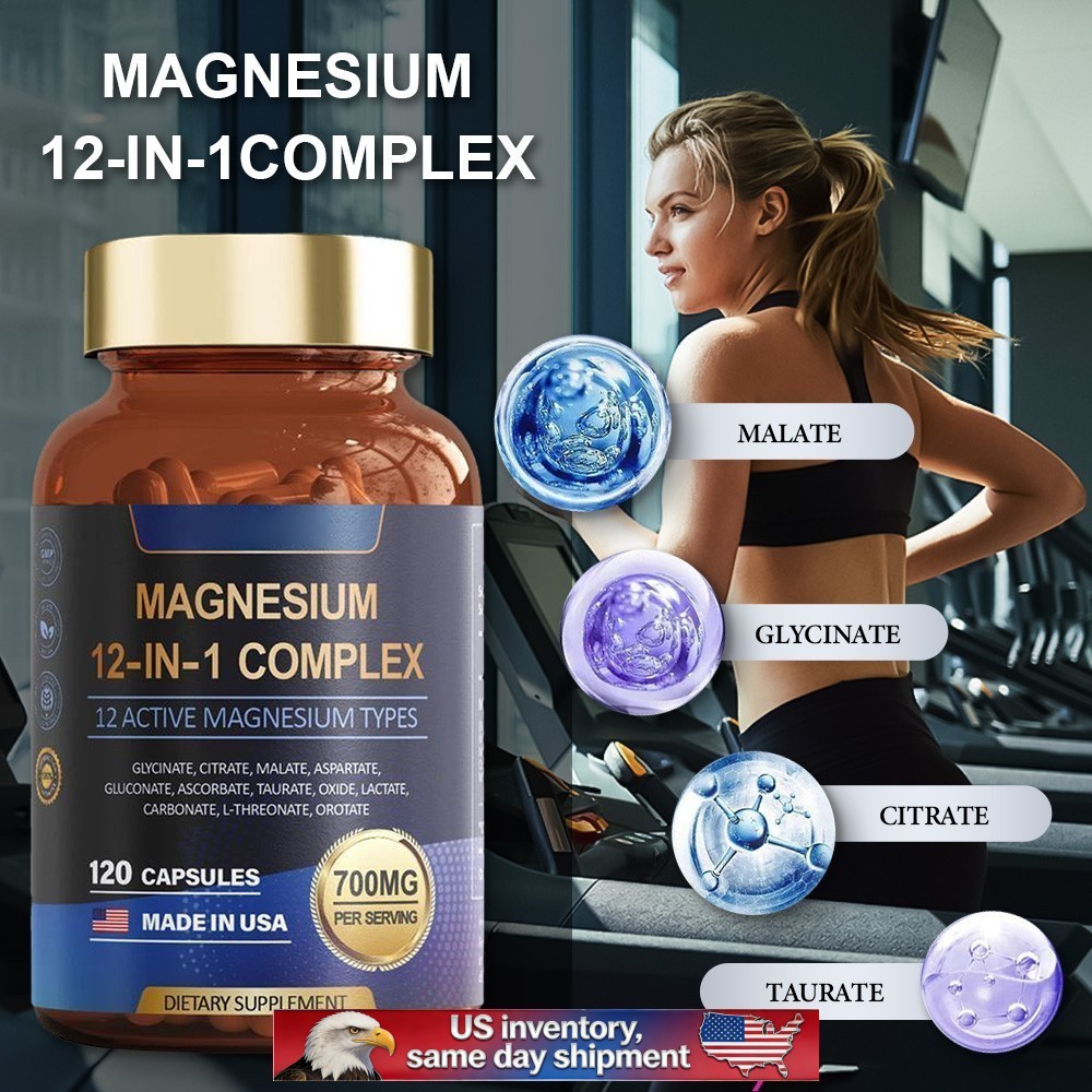 1-3 PACK Magnesium Complex 700mg 12 in 1 Magnesium Supplement with 120 counts-+