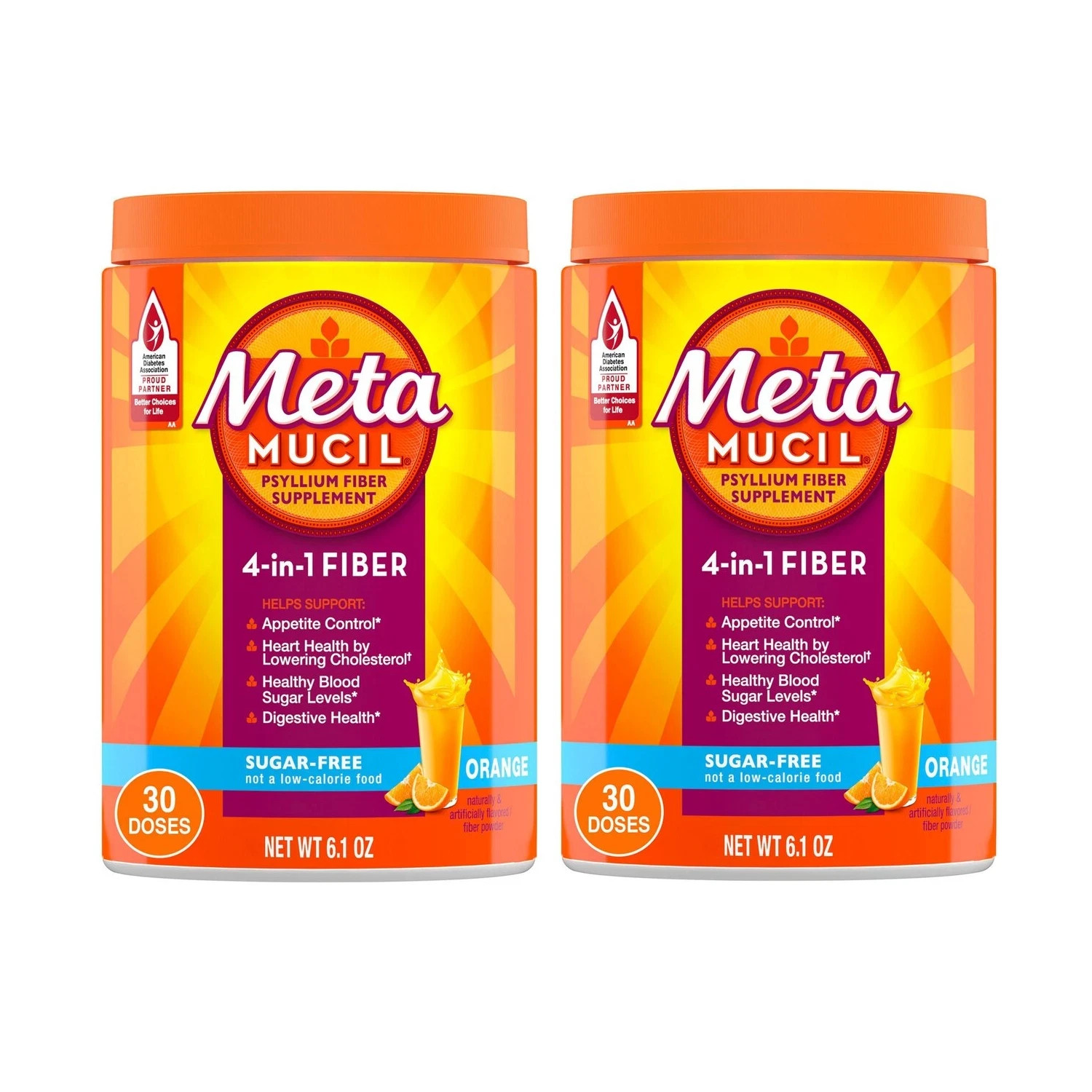 Metamucil Smooth Sugar Free Multi-Symptom Relief Powder – Orange – 6.1oz 2 BUNDL