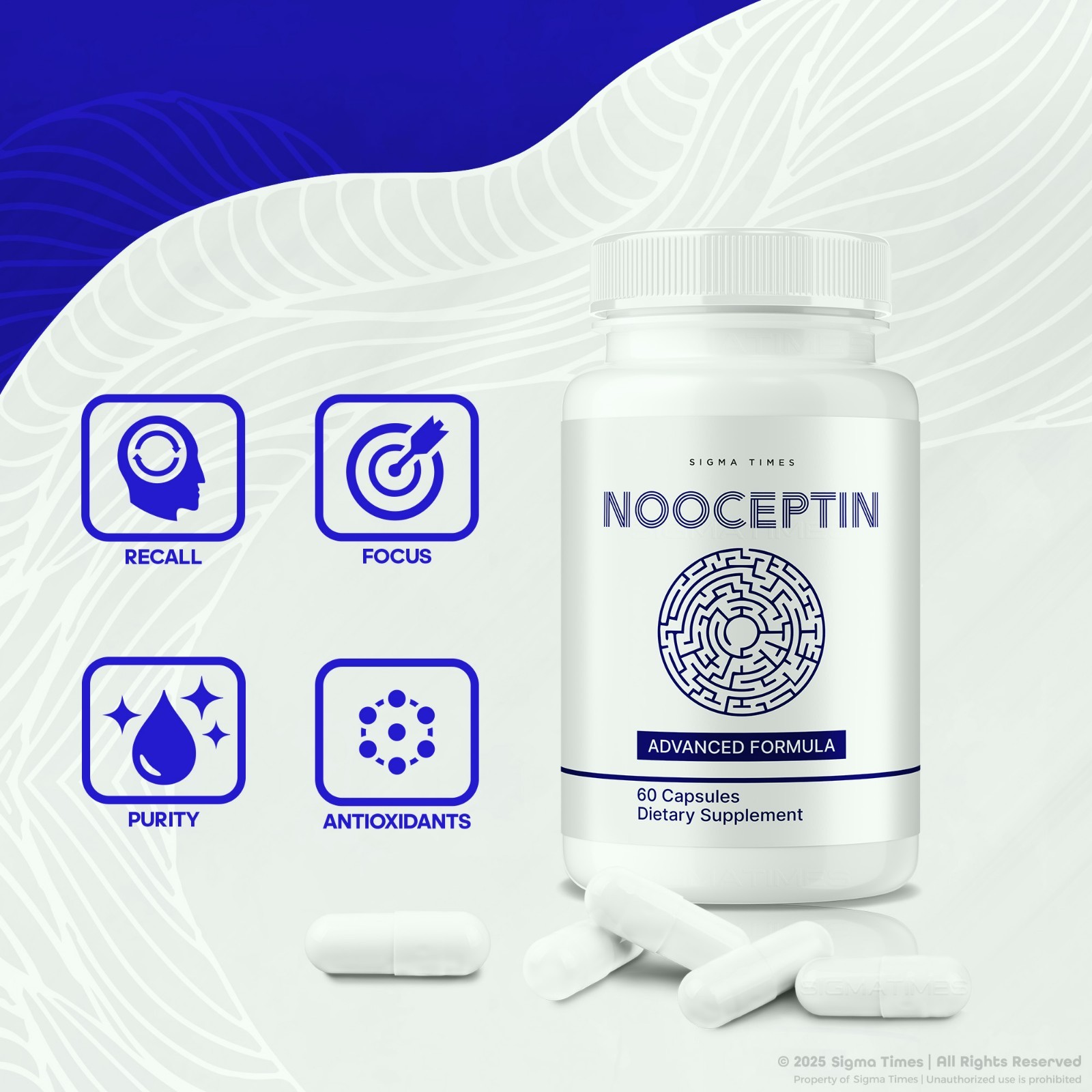 (1 Bottle) Nooceptin – Cognitive Enhancer Capsules for Cognition and Focus