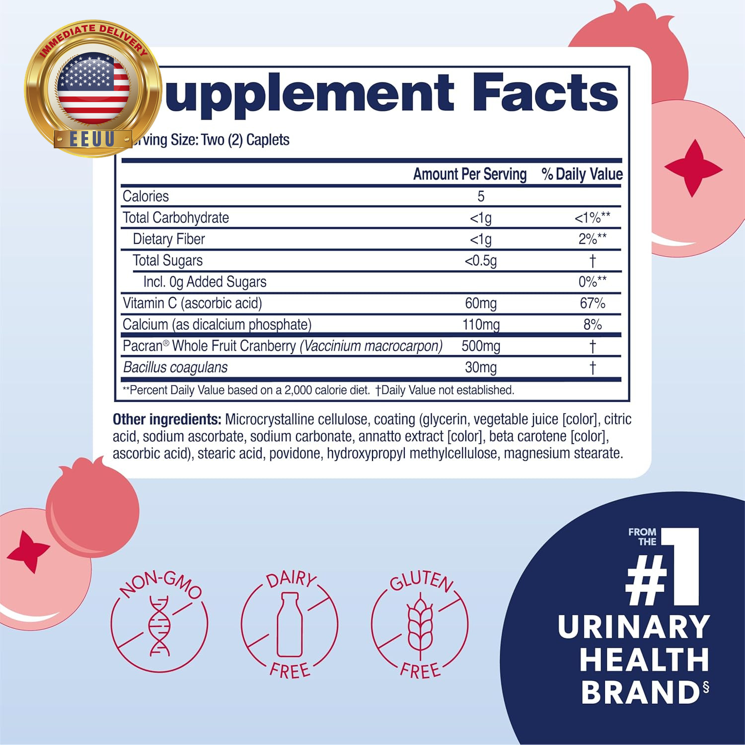 Cranberry Pills for Urinary Tract Health for Women and Men, Adult Cranberry Supp