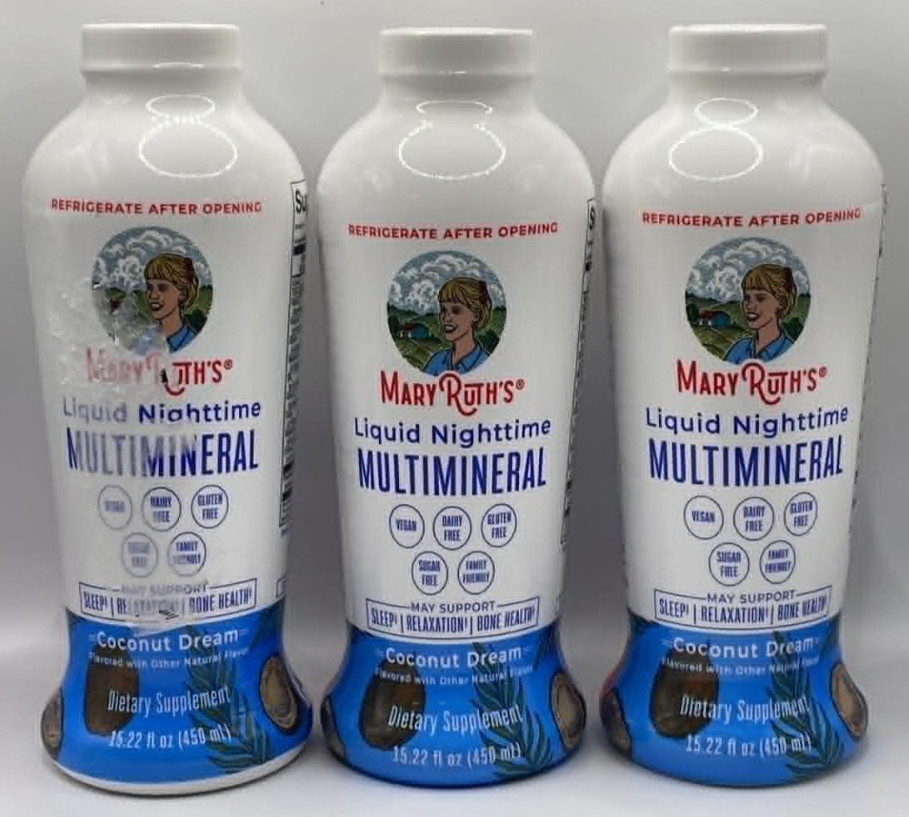 3PK Mary Ruth’s Liquid Nighttime Multimineral ~ 15.22 FL OZ Each ~ EXP 1/27+
