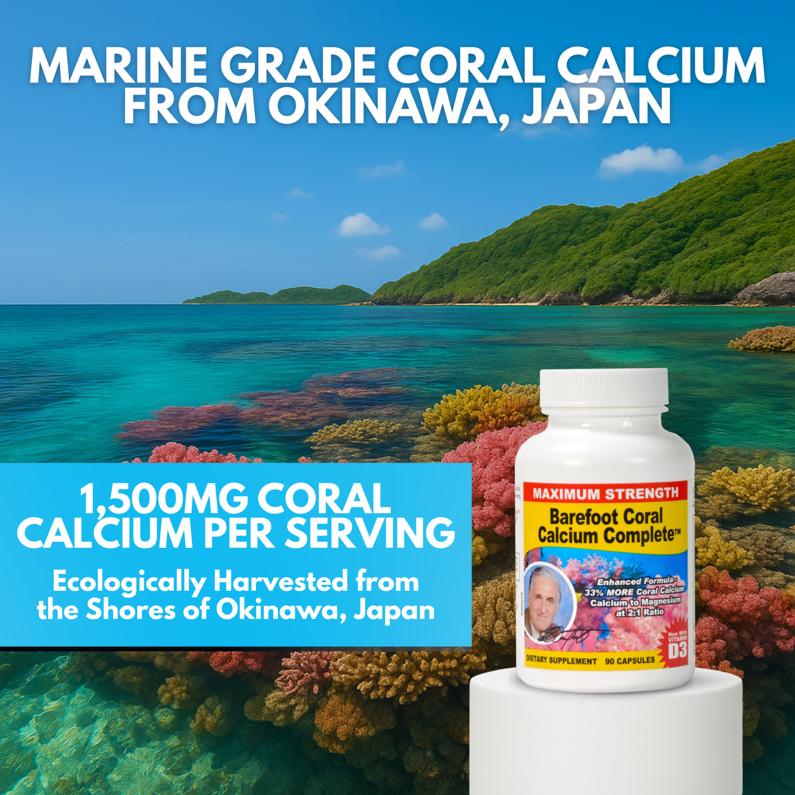 Barefoot Coral Calcium Complete – Bob Barefoot 90 Caps – 1500mg Coral Calcium
