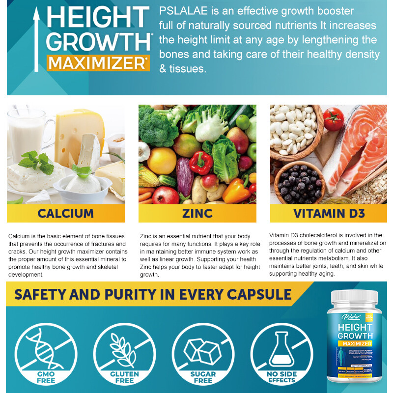 Height Growth Maximizer – Natural Height Increase Supplements – with Calcium