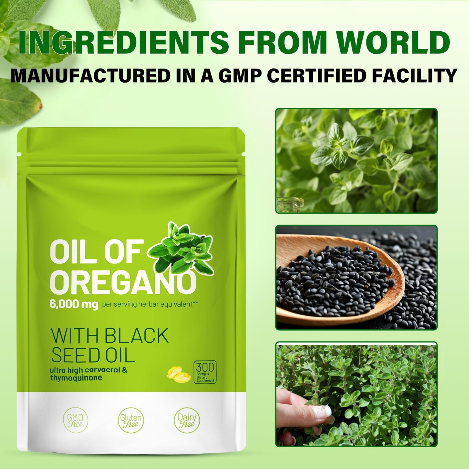 Max Strength Oil of Oregano & Black Seed Softgels 300 | Immune, Digestive, Respi