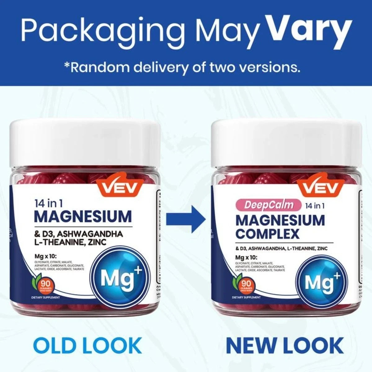 VEV 14-in-1 Magnesium Gummies with Ashwagandha D3 Zinc Designed for Relax & Slee