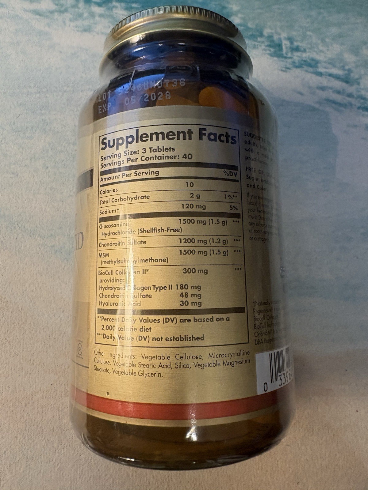 Solgar Glucosamine Hyaluronic Acid Chondroitin MSM, EXP: 05/2028, NEW 120 Tablet