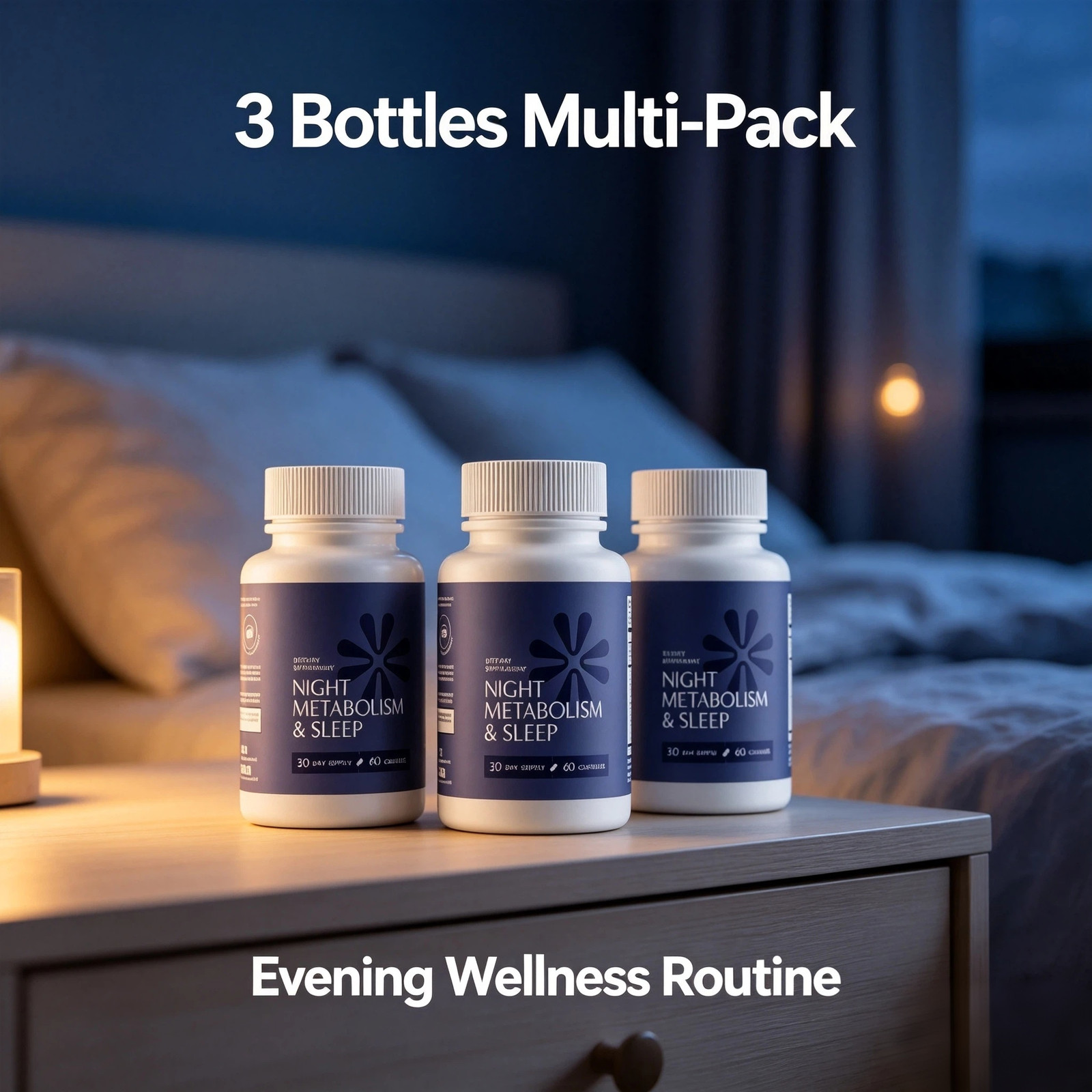 3-pcs Night Metabolism & Sleep Support Dietary Supplement Capsules, 60 Capsules