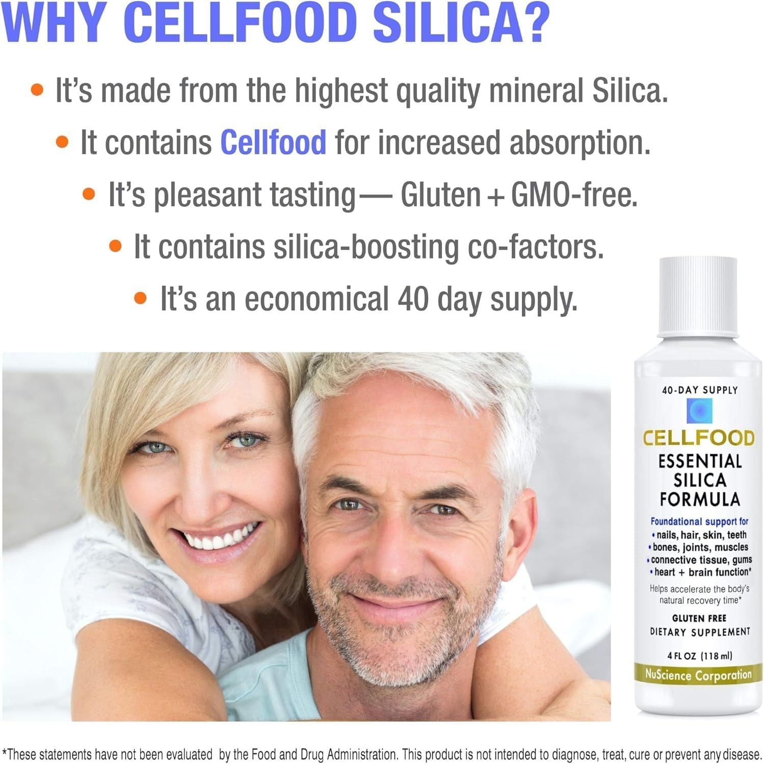 Gluten-Free Anti-Aging Silica Drops – 3 Bottles of 4 fl oz for Timeless Beauty