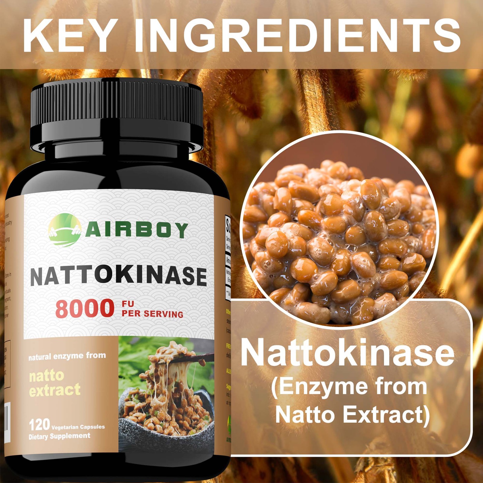 Nattokinase 8000FU – Blood Flow, Heart & Cardiovascular Health, High Quality