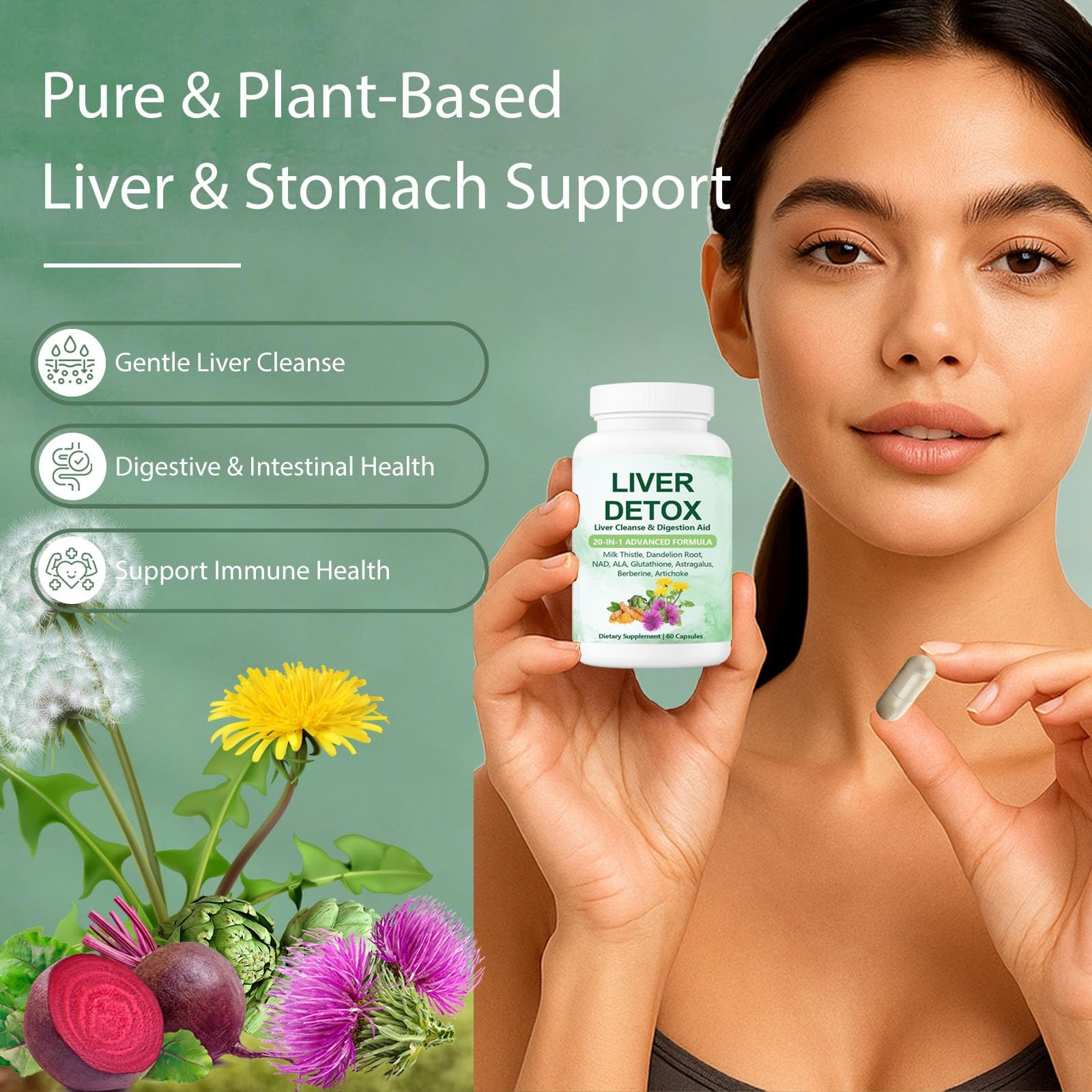 Nutrapure Liver Detox Capsules, 20-in-1 60 Count (Pack of 1)
