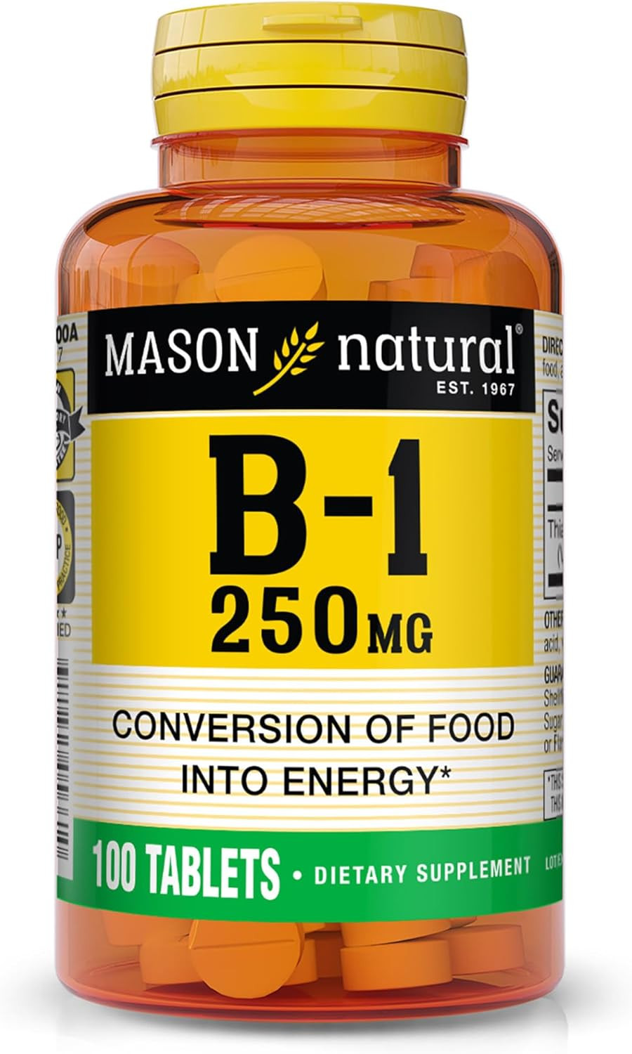 Vitamin B,1 Thiamine 250 Mg, 100 Day Supply Dietary Supplement, Easy,To,Swallow