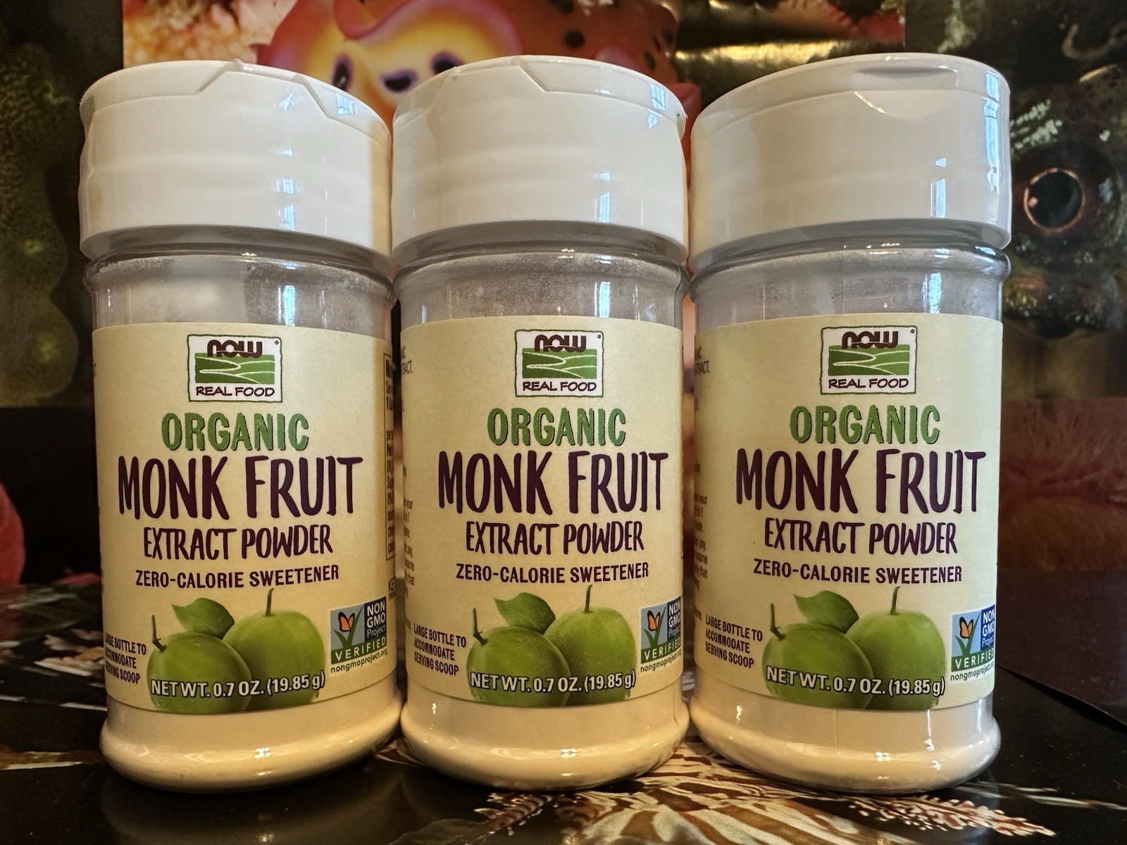 3x NOW Foods Certified Organic Monk Fruit Powder 0-Calorie Sweetener 414 Serving
