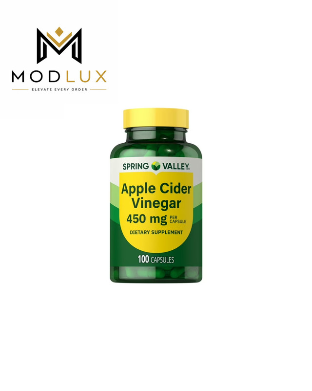 Spring Valley Apple Cider Vinegar 450mg Capsules 100 Count Dietary Supplement
