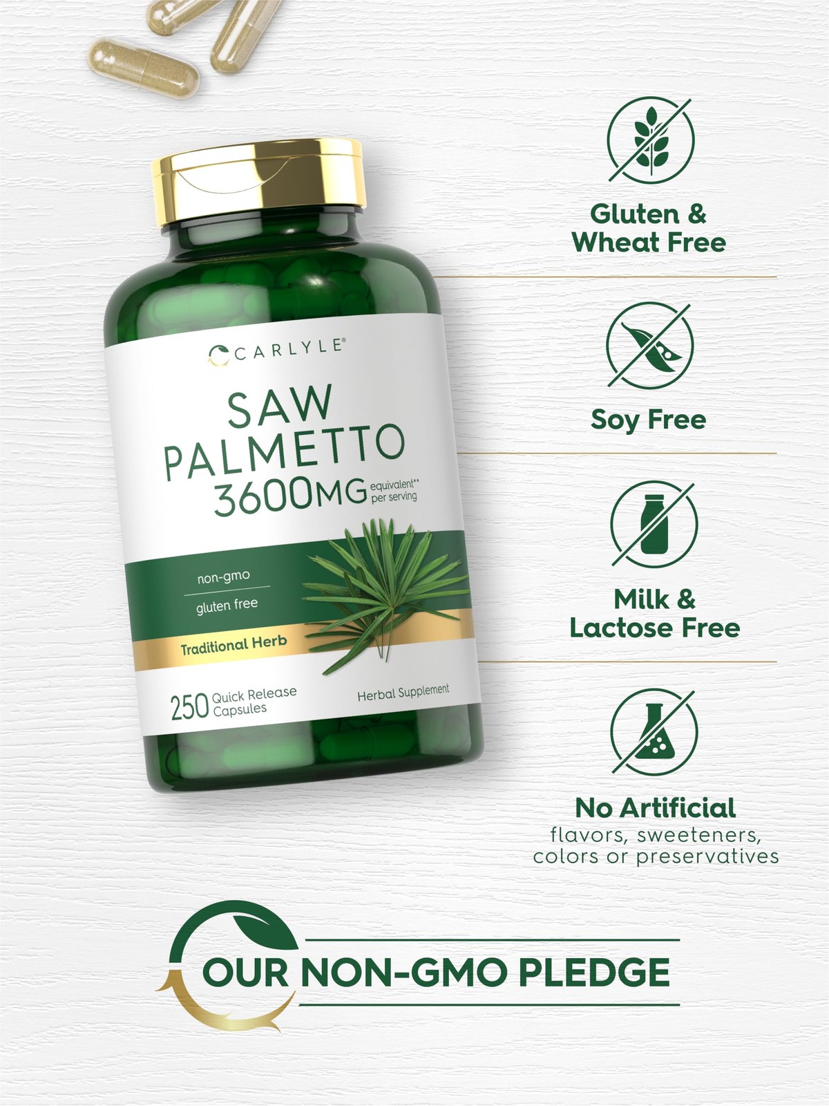 Carlyle Saw Palmetto for Men and Women | 250 Capsules | 250 Count (Pack of 1)