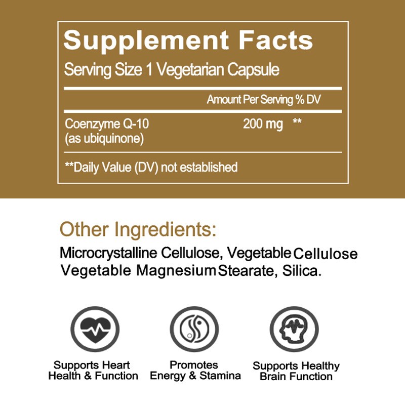 CoQ10 200mg SoftGels COQ10 – CQ10 Coenzyme Q10 Supplement, for Cellular Energy