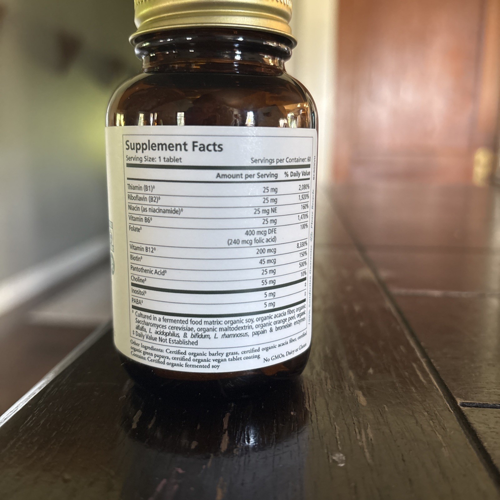 The Synergy Company Organic Super B-Complex 60 Veggie Tabs Dairy-Free,