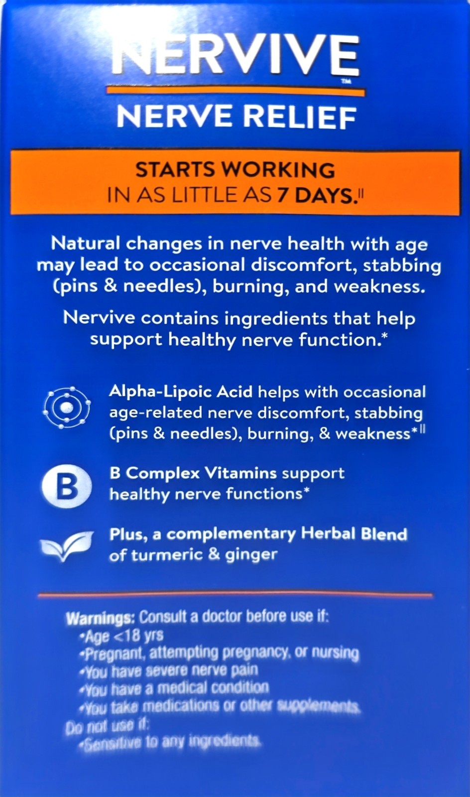 Nervive Nerve Relief, Reduces Nerve Pain & Discomfort, 30 Tablets – EXP 12/2028