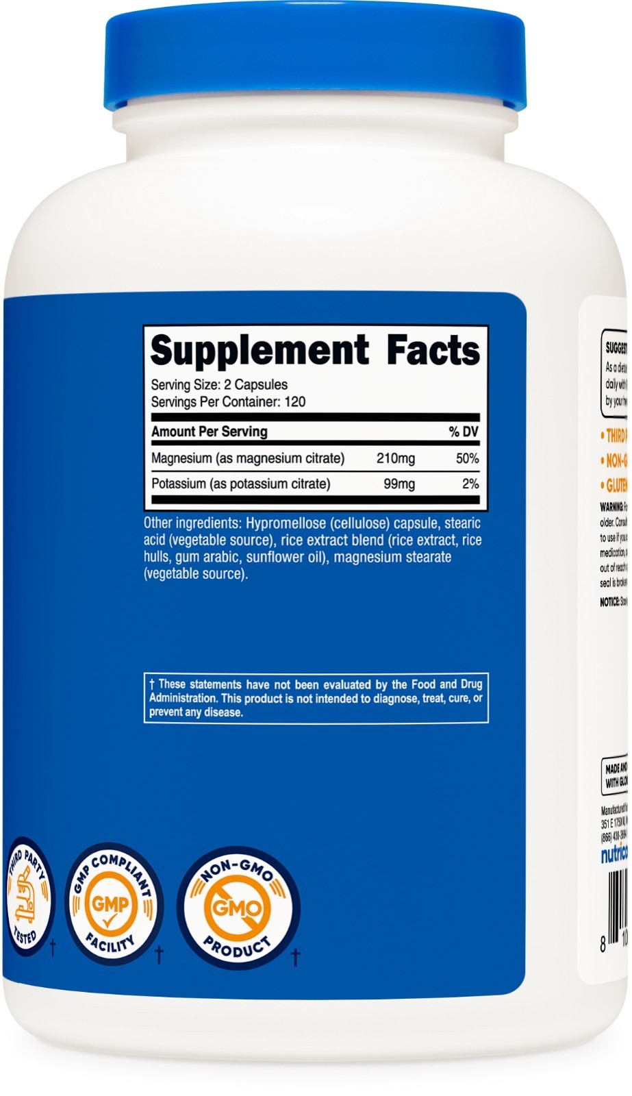Nutricost Potassium (99 mg) Magnesium (210 mg) Citrates, 240 Capsules