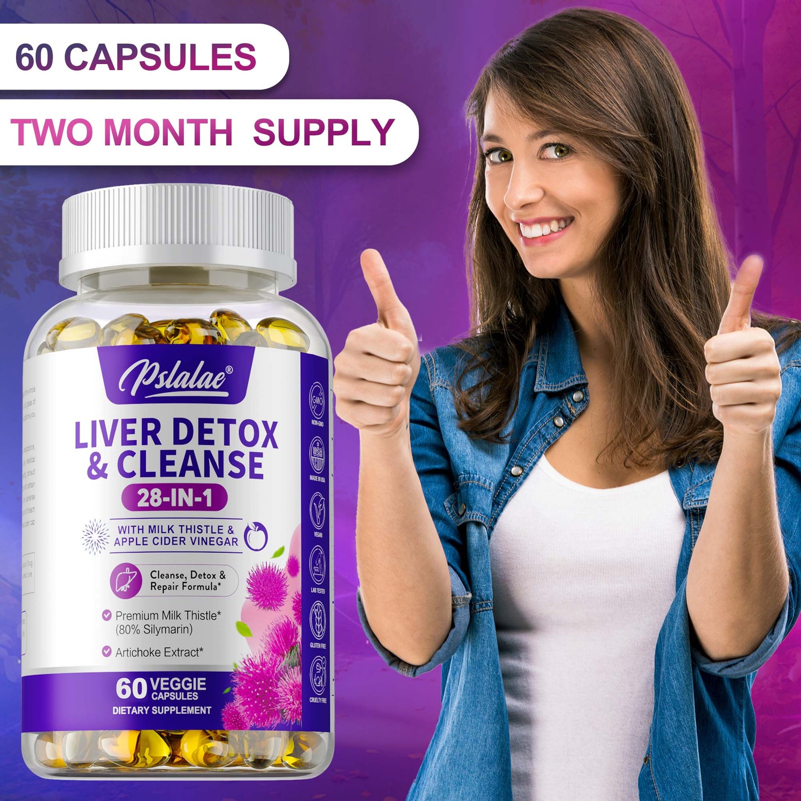 28-In-1 Liver Detox & Cleanse 1430mg – Milk Thistle, Dandelion, Kidney Support