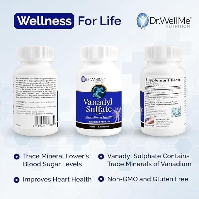 Vanadyl Sulfate 10mg 200 Tablets 2 Pack Glucose & Metabolism Support Non-GMO