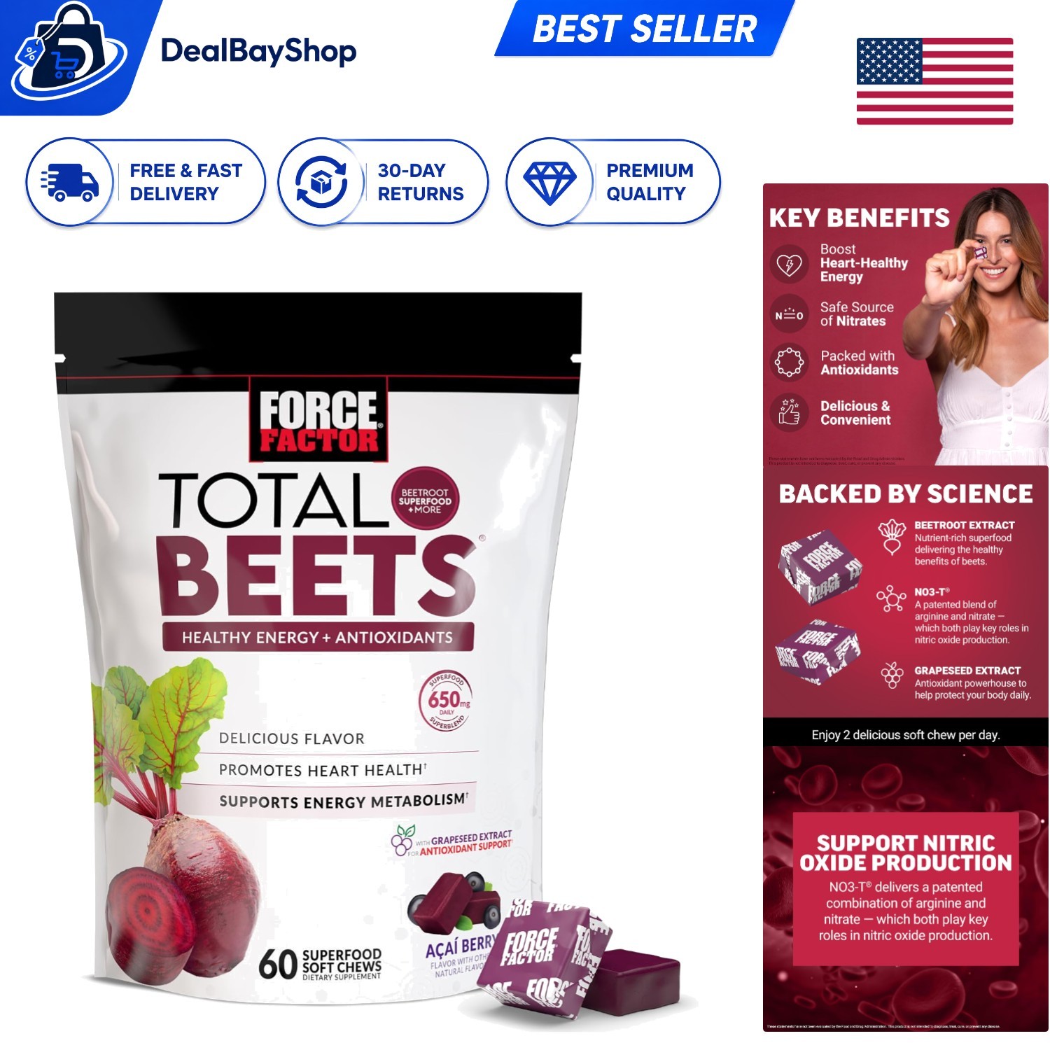 Enjoy Delicious Heart Support with Total Beets Soft Chews – 60 Count Acai Flavor
