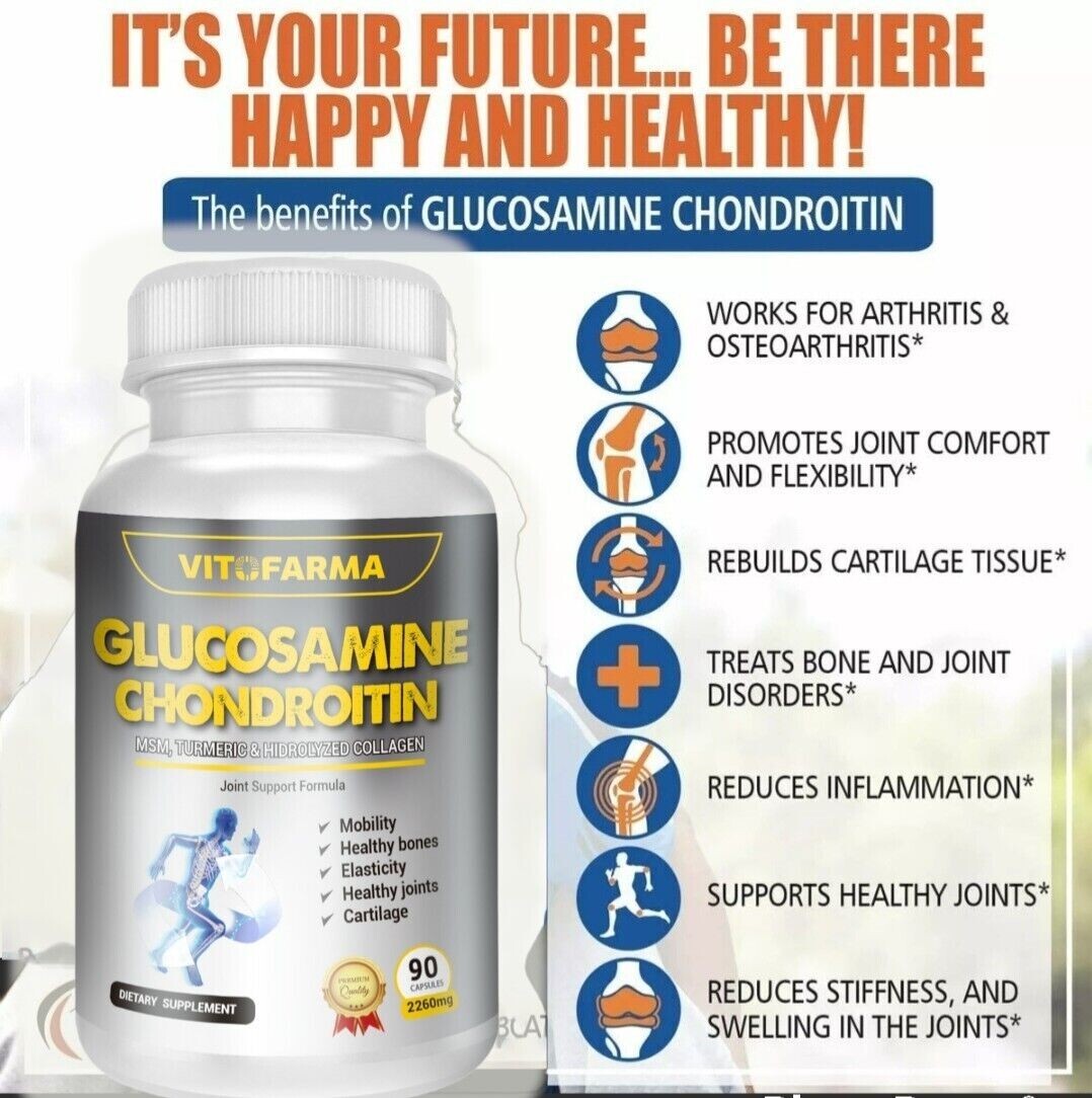 2 X GLUCOSAMINE CHONDROITIN TURMERIC JOINT SUPPORT 2260MG TRIPLE STRENGTH Ct180