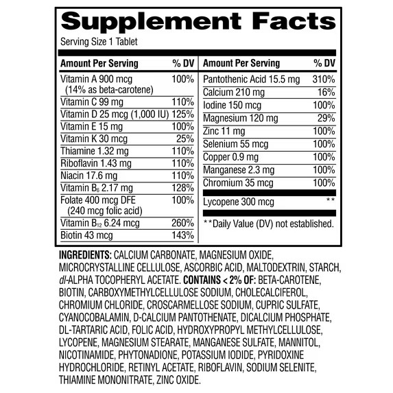 Equate One Daily Men’s Multivitamin/Multimineral Supplement Tablets, 200 Count,