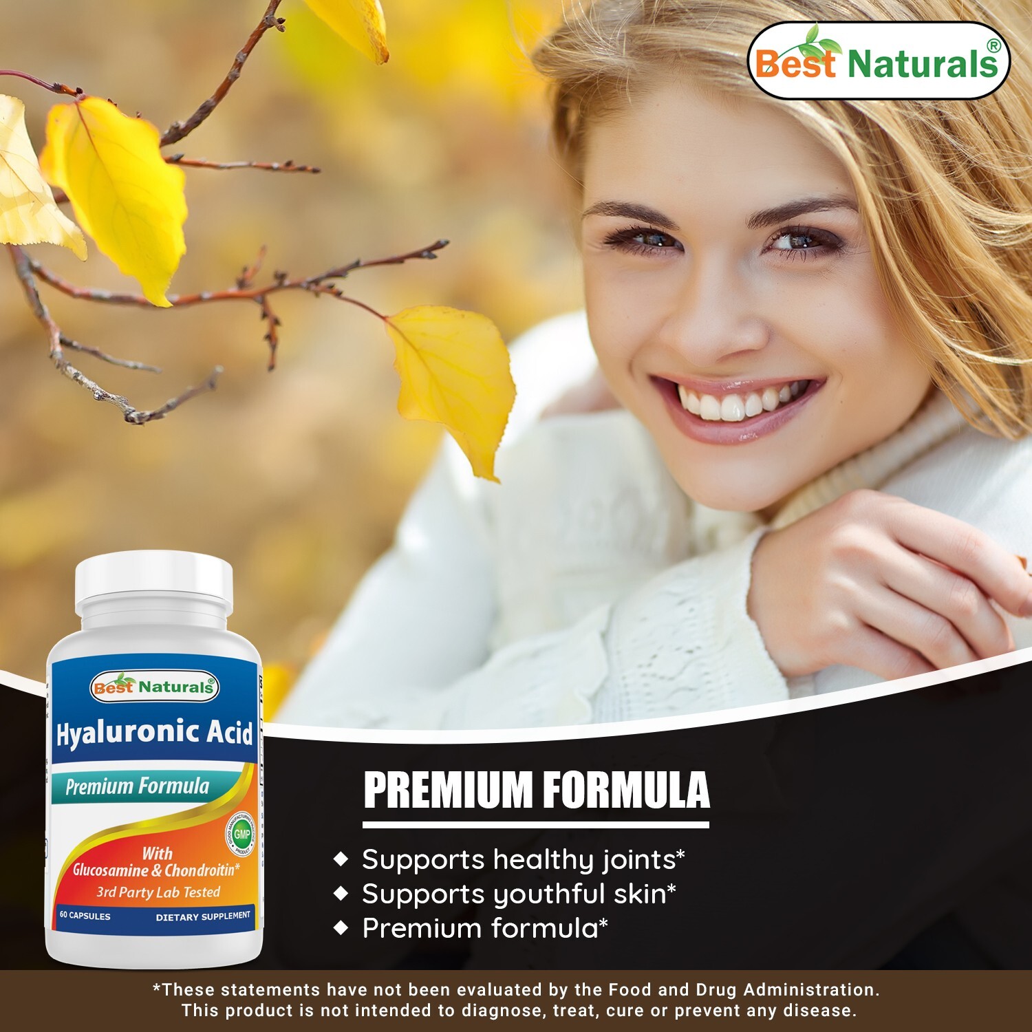 Best Naturals, Hyaluronic acid 100 mg 60 Capsules *Joint Health*