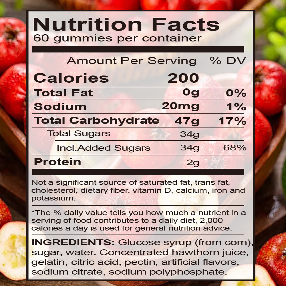 Hawthorn Gummies for Kids & Adults – Lower Cholesterol, Digestive Support Gummy