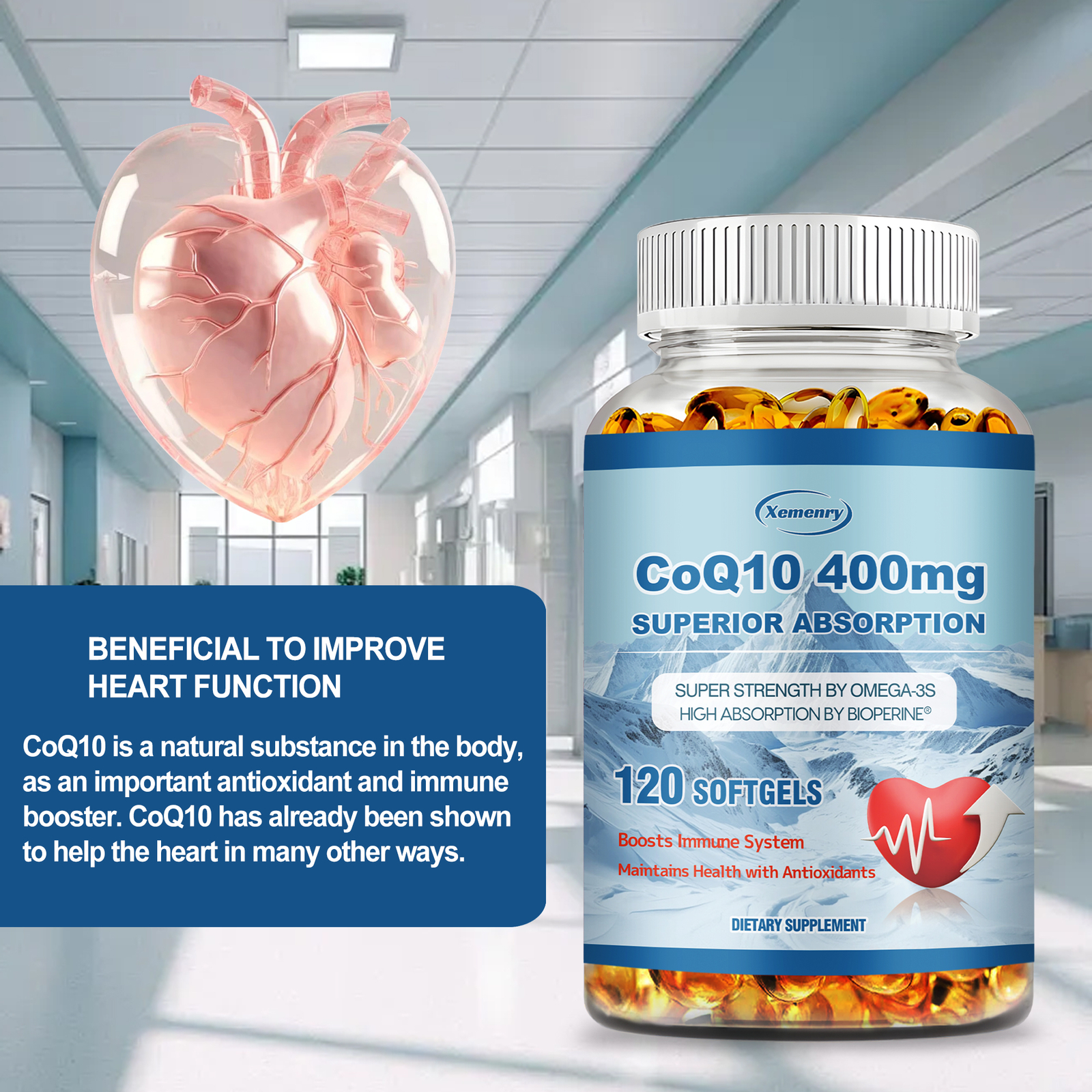 CoQ10 400mg – Ubiquinone High Absorption Coenzyme,Heart Health High Absorption