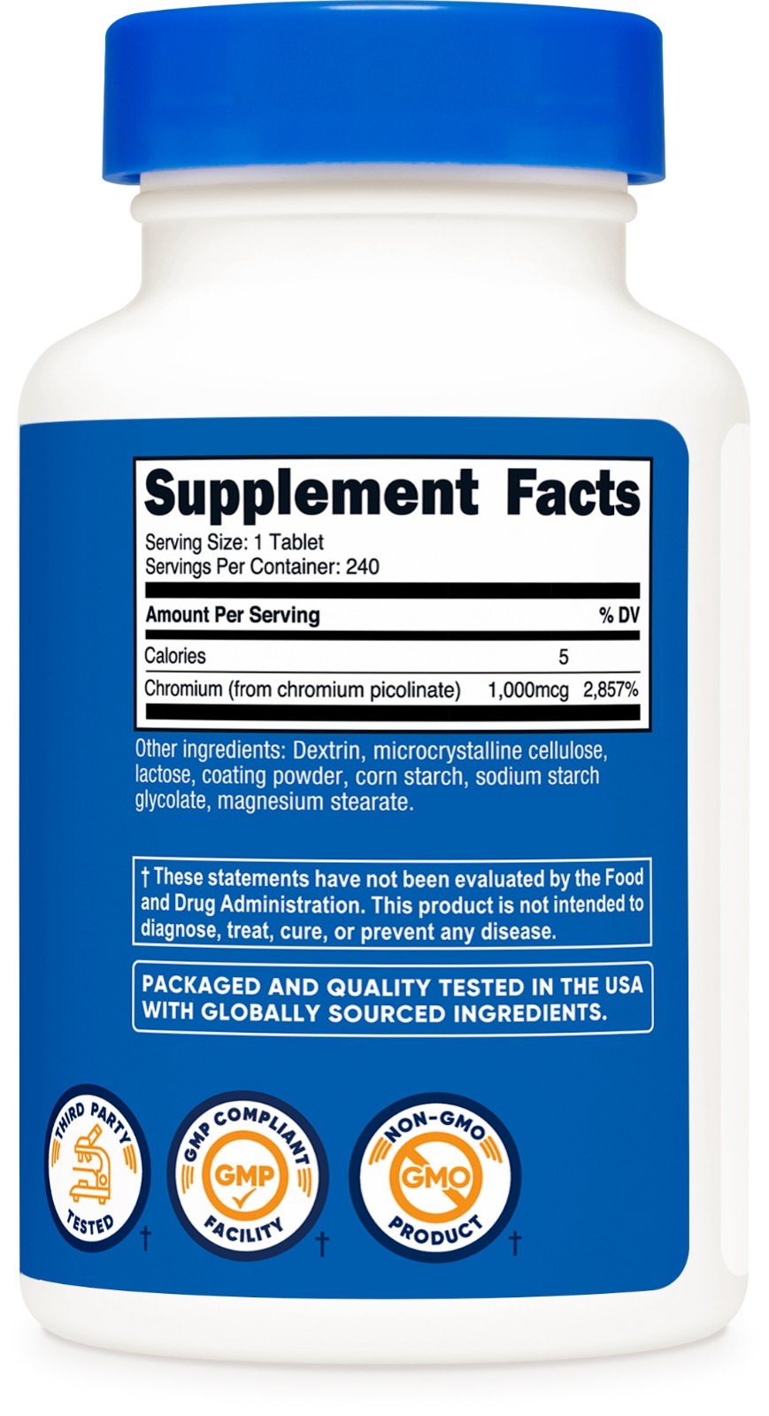 Nutricost Chromium 1000mcg, 240 Tablets – Gluten Free, Non-GMO