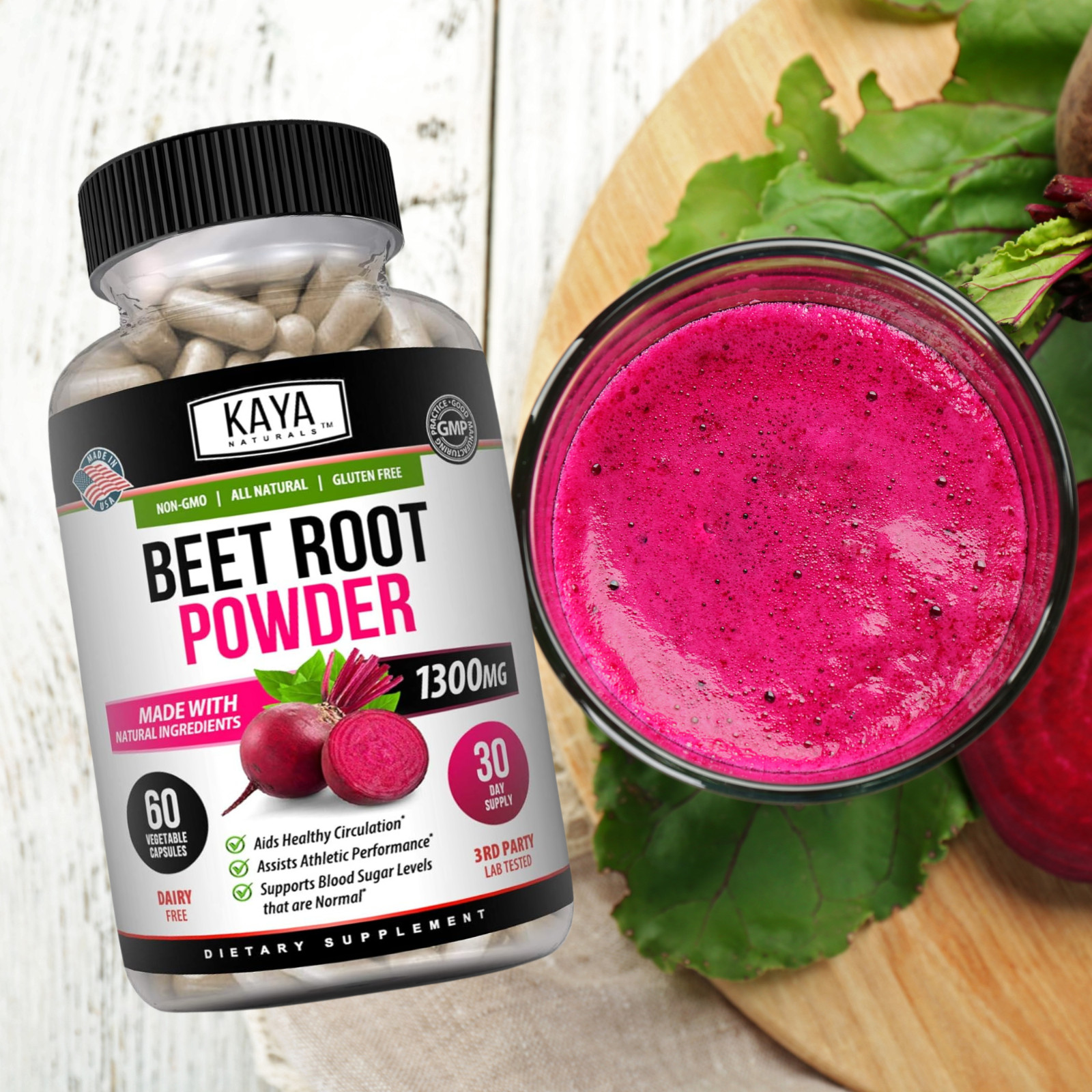 Organic Beet Root Powder 1300mg Capsules Nitric Oxide Booster Superfood Beetroot