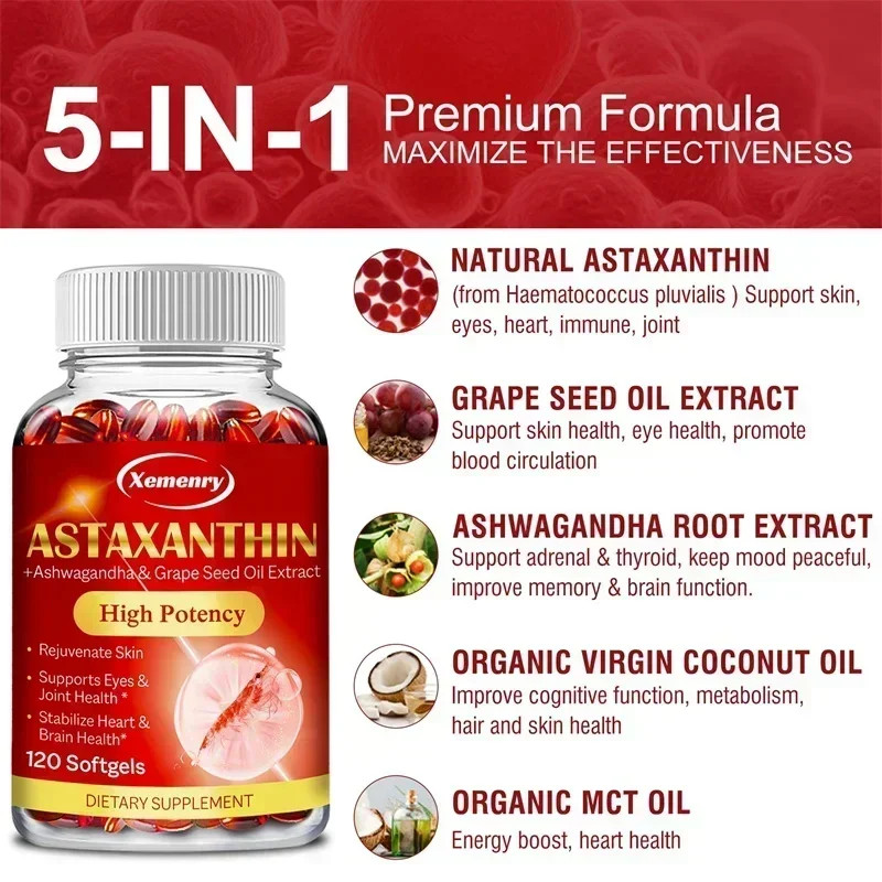 Astaxanthin 120pcs – Cardiovascular Health Metabolism, Support Eye, Joint Health