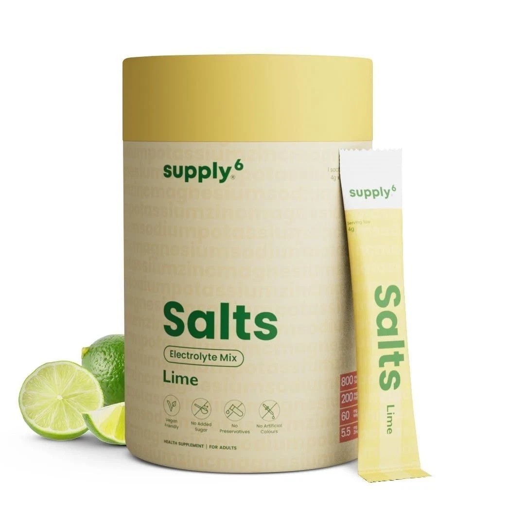 Supply6 Salts | Electrolyte Mix | Zero Added Sugar, (36 Servings, Lemon Lime) P0