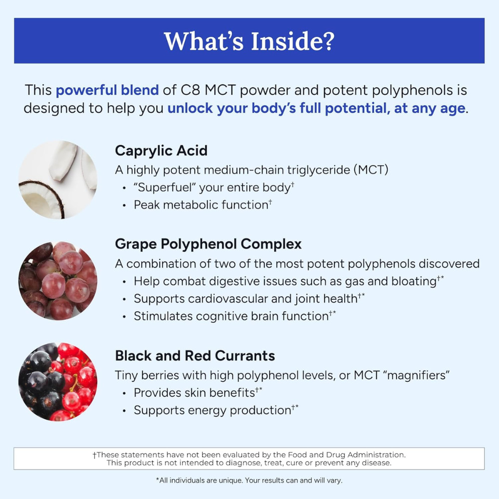 Gundry MD MCT Wellness Powder Blueberry Lemonade 8.25 oz Diet Supplement
