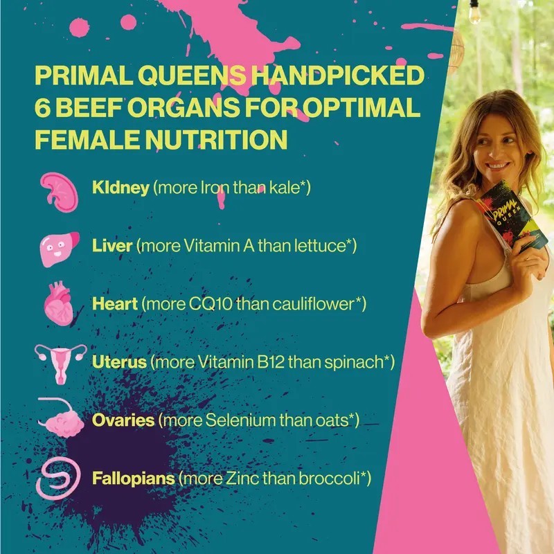 3pcs Primal Queen Supplement for Women 60 CountsBeef Organ – 3 Month Supply