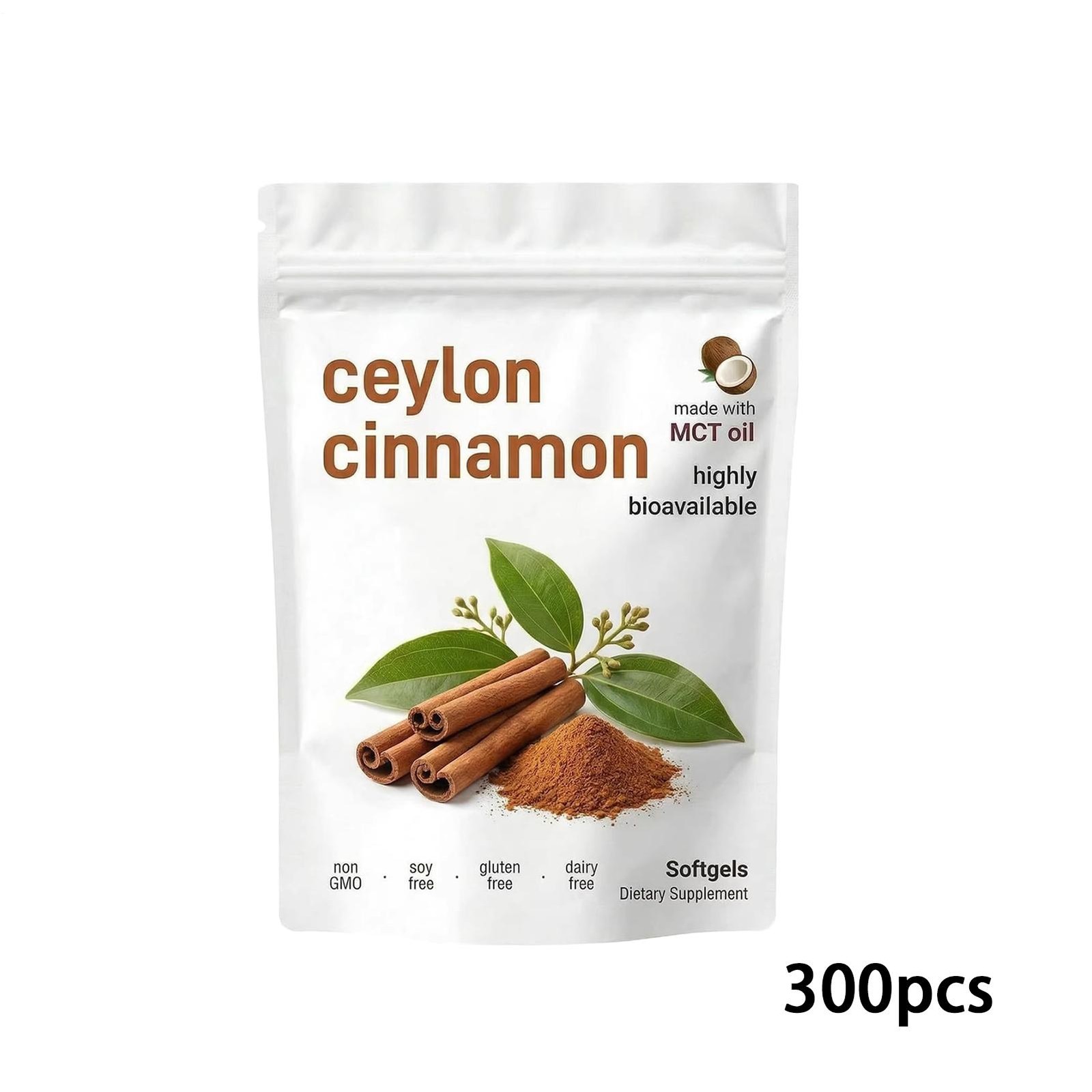 Elorita Ceylon Cinnamon – Softgels 300 Softgels – Non-GMO, Gluten Free Supplemen