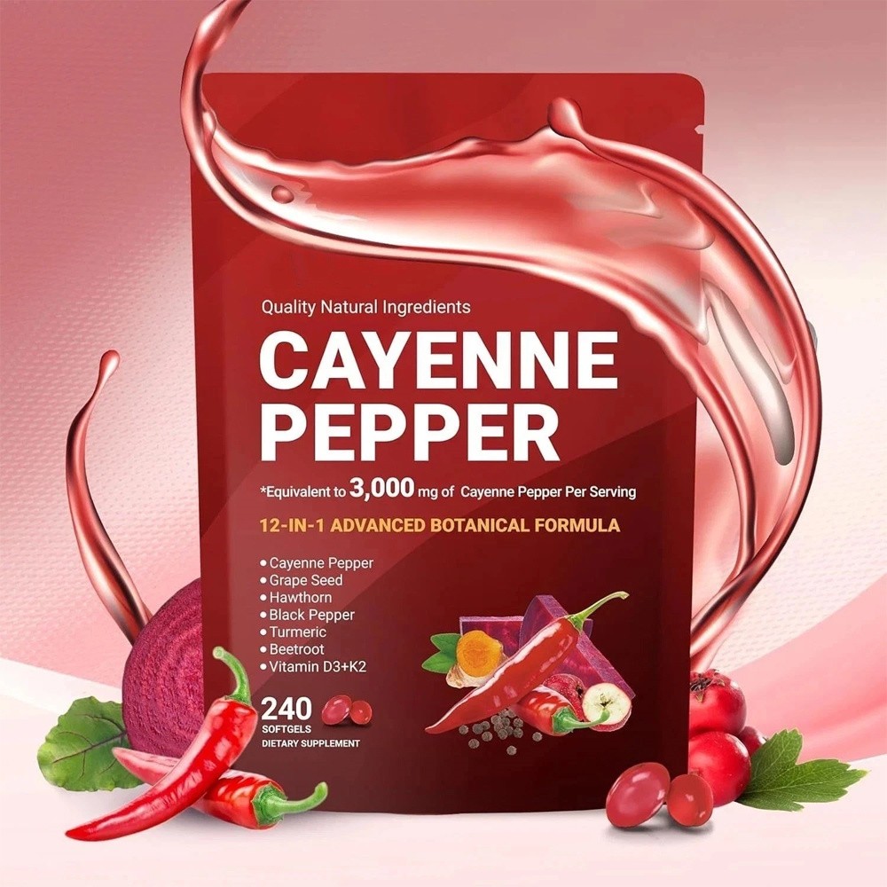 Softgels Cayenne Supplement Supports Leg Vein, 240 Softge /1 Bag Pepper USA