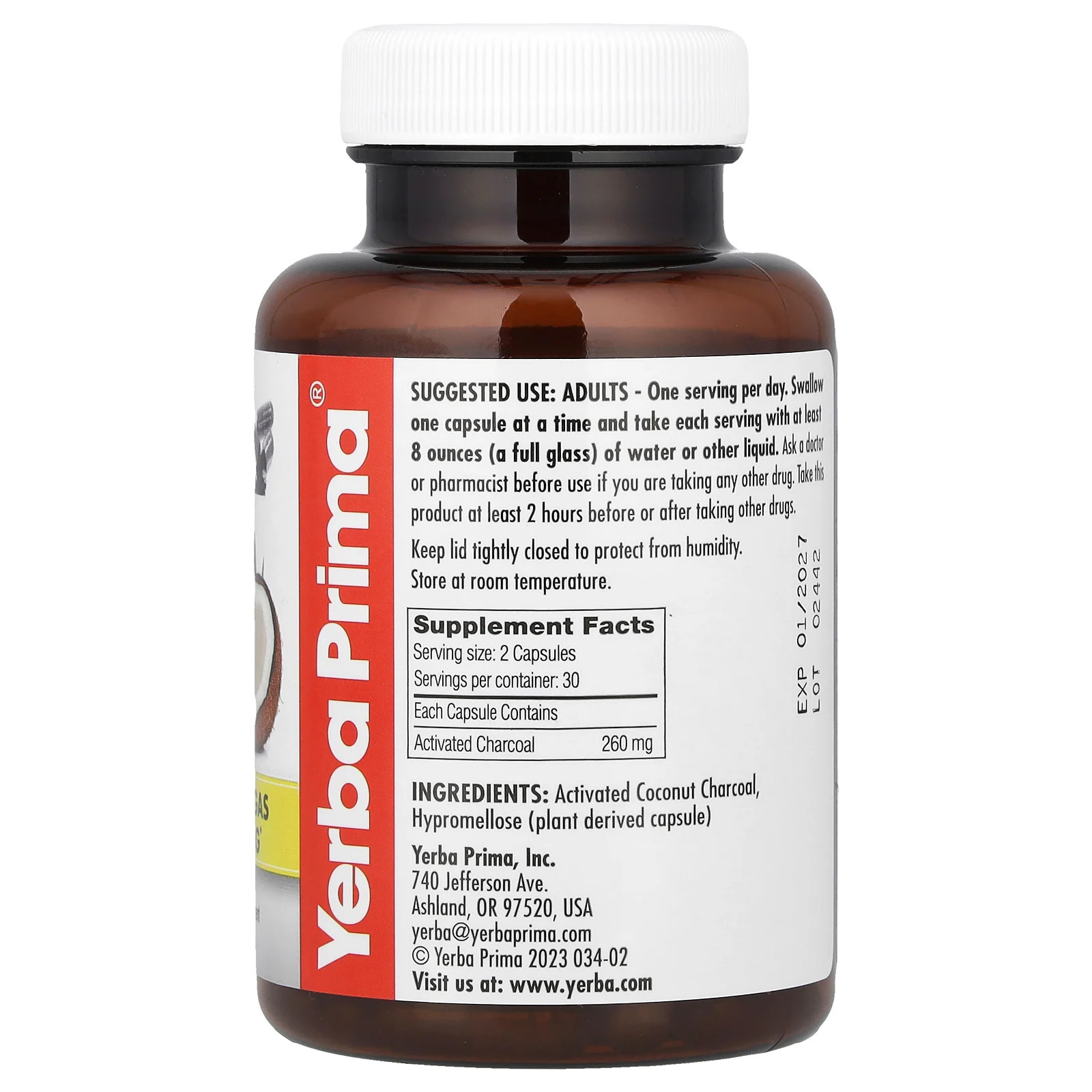 Activated Coconut Charcoal, 60 Vegetarian Capsules