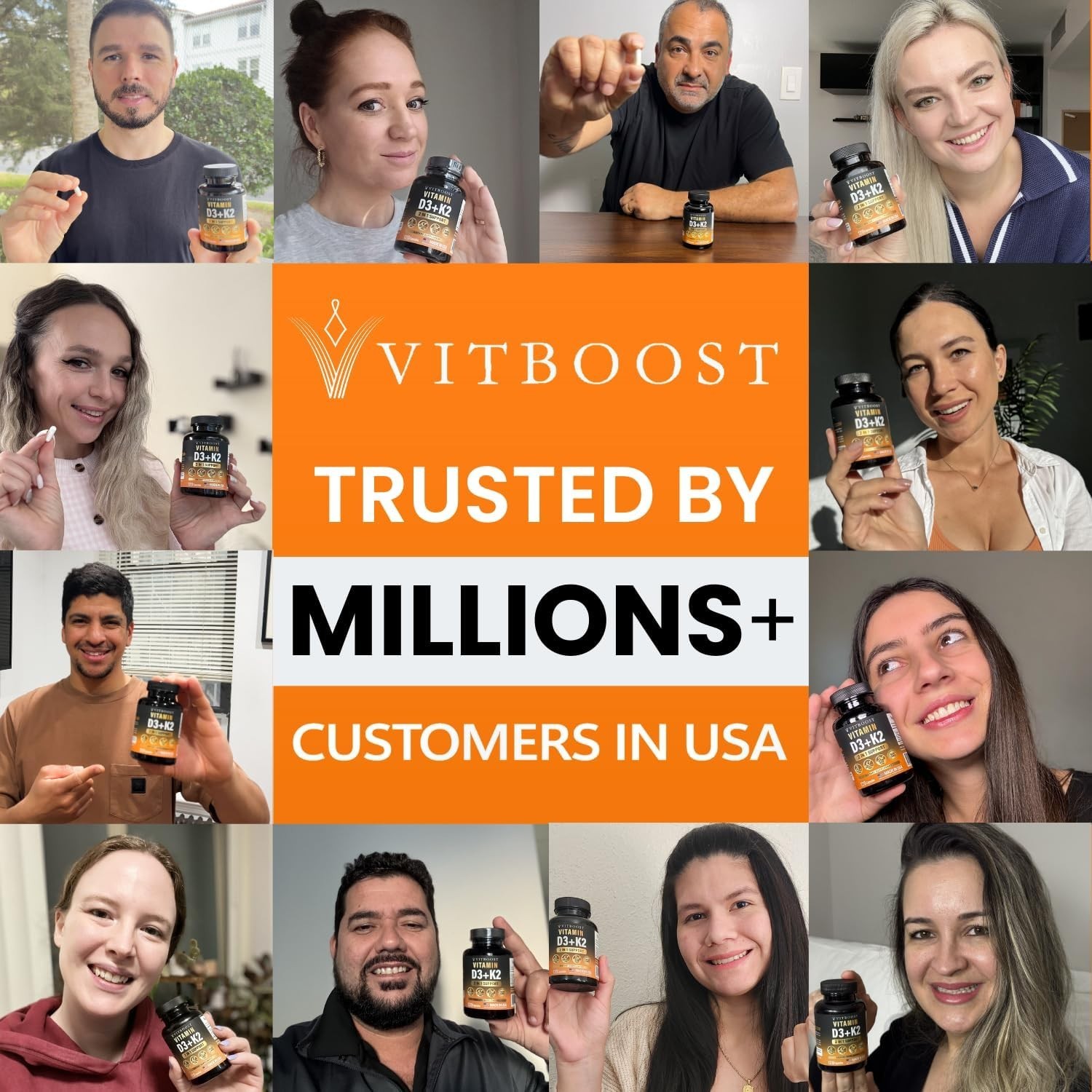 VITBOOST Vitamin D3 K2 Complex – Easy to Swallow | Gluten-Free | USA Made 120CAP