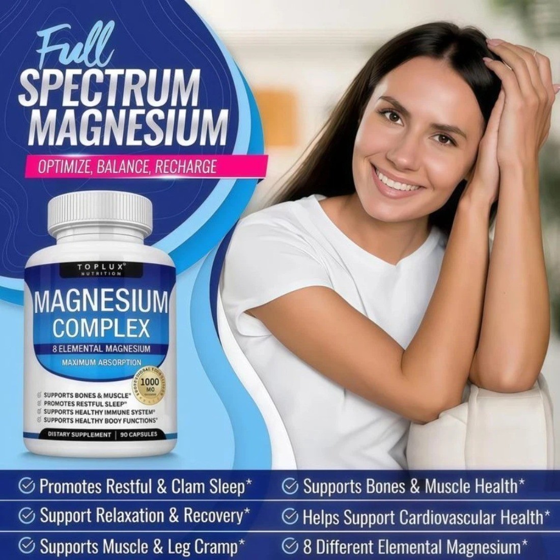 Complex Magnesium Toplux 8 Essential Magnesium Supplement 1000mg