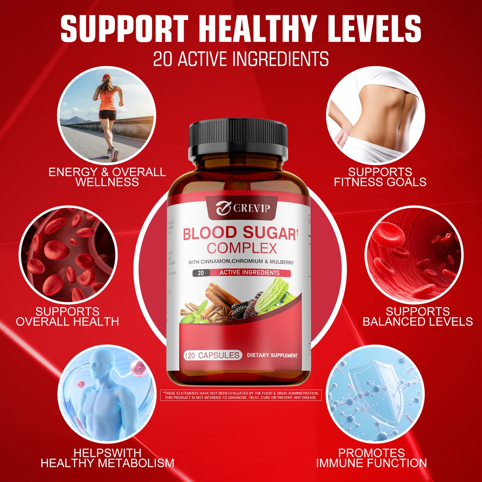 Blood Sugar Complex 240pcs – Promotes Heart and Cardiovascular Health,Metabolism