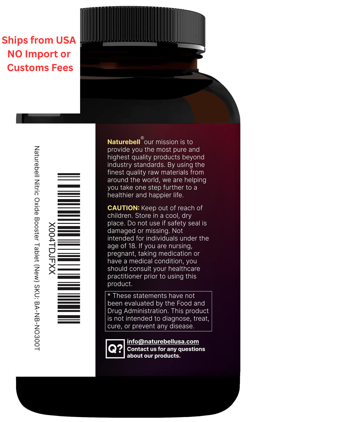 NatureBell Nitric Oxide Supplement for Men & Women – 300 Count (Pack of 1)