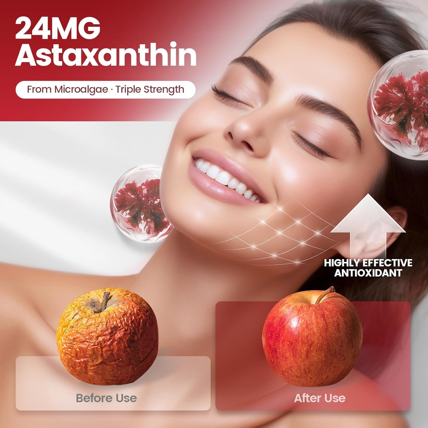 10 in 1 Astaxanthin Supplements 24Mg, 4 Month Supply, Astaxantina Antioxidant fr